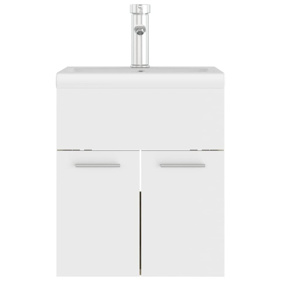 Mueble con lavabo aglomerado blanco y roble