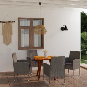 Juego de comedor para jardín 5 piezas gris