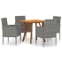 Juego de comedor para jardín 5 piezas gris