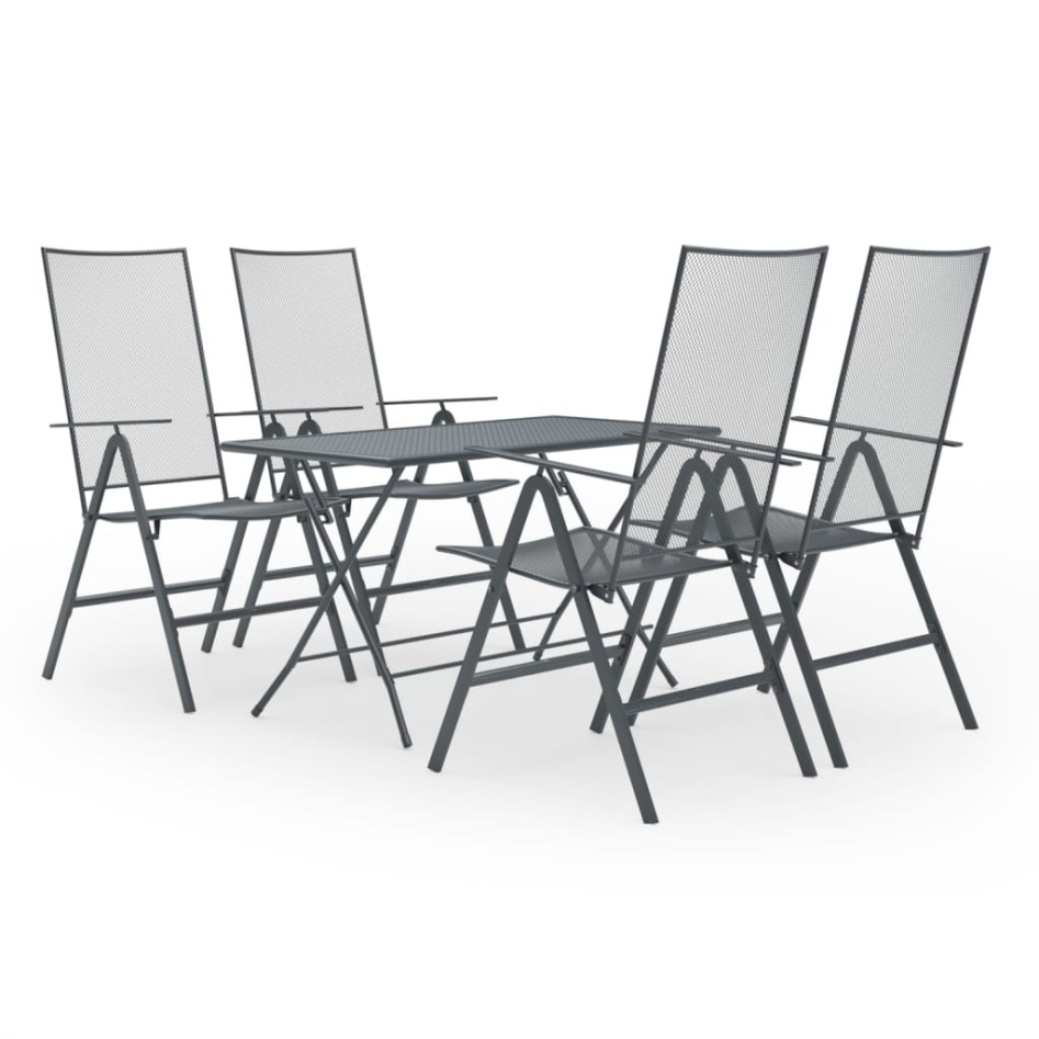 Juego de muebles de comedor de jardín 5 piezas acero