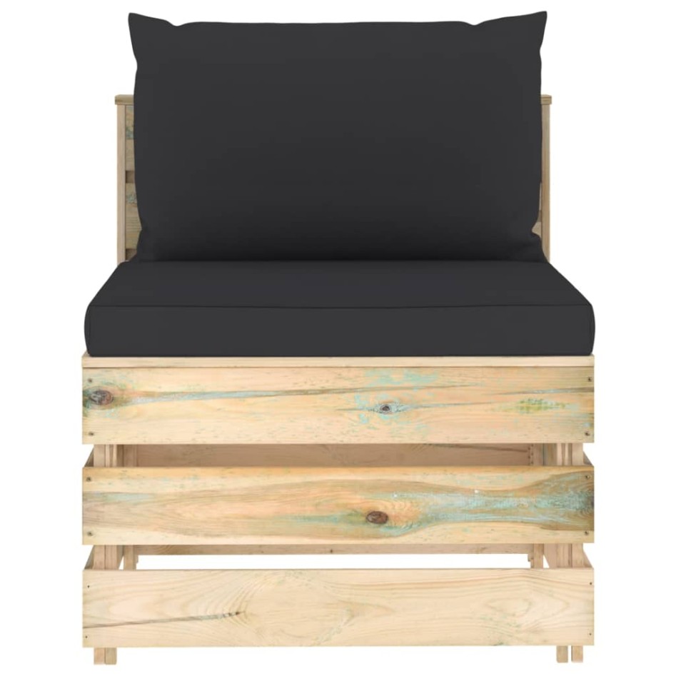 Sofá central seccional con cojines madera impregnada