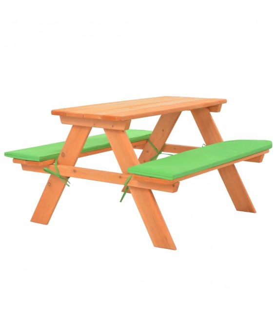Mesa de pícnic infantil con bancos madera de abeto 89x79x50 cm