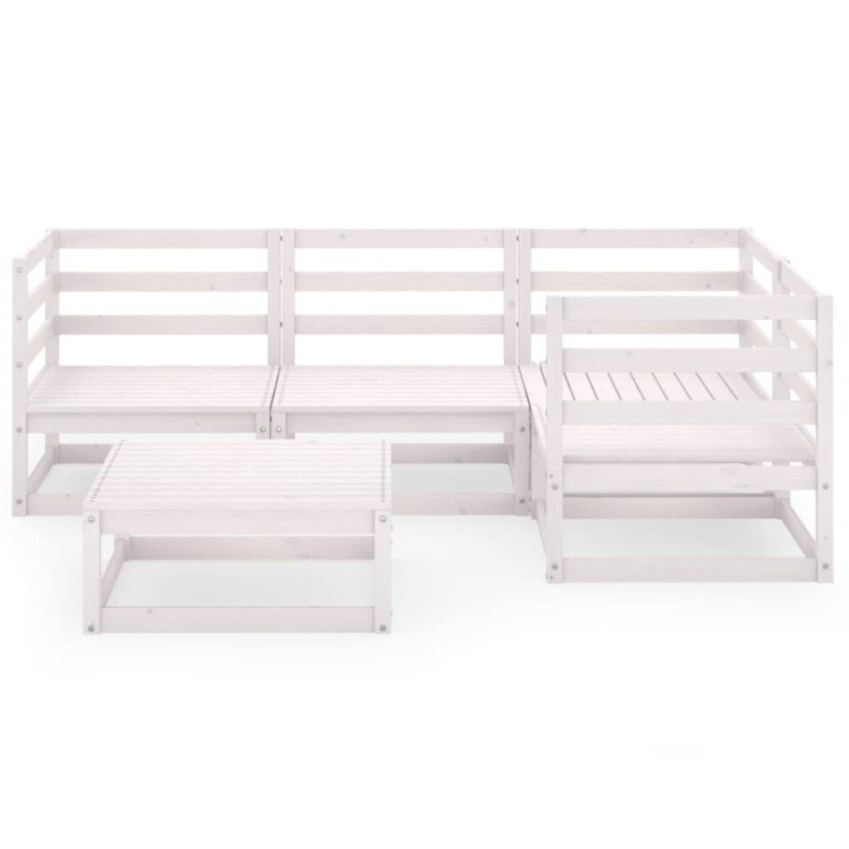 Set de salón de jardín de 5 piezas blanco madera maciza de