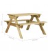 Mesa de picnic con bancos en madera de pino impregnada