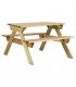Mesa de picnic con bancos en madera de pino impregnada