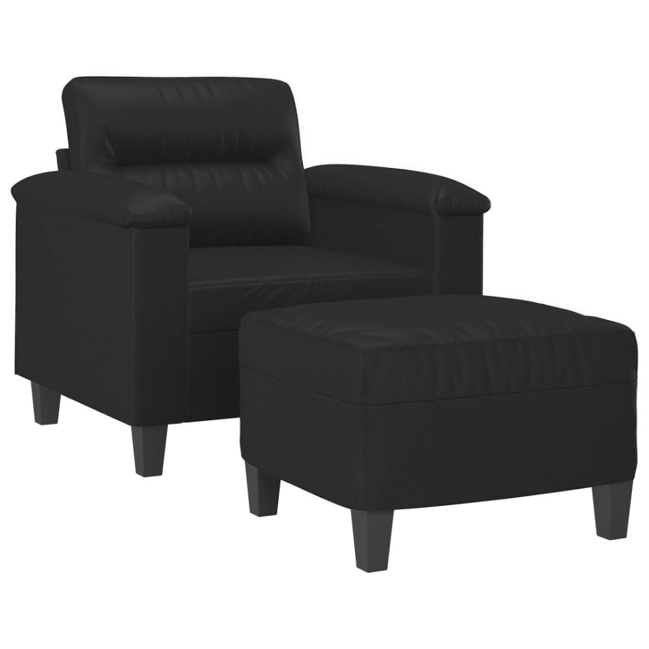 Sillón con taburete cuero sintético negro 60