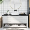 Encimera de baño madera tratada marrón oscuro 160x50x(2-4) cm