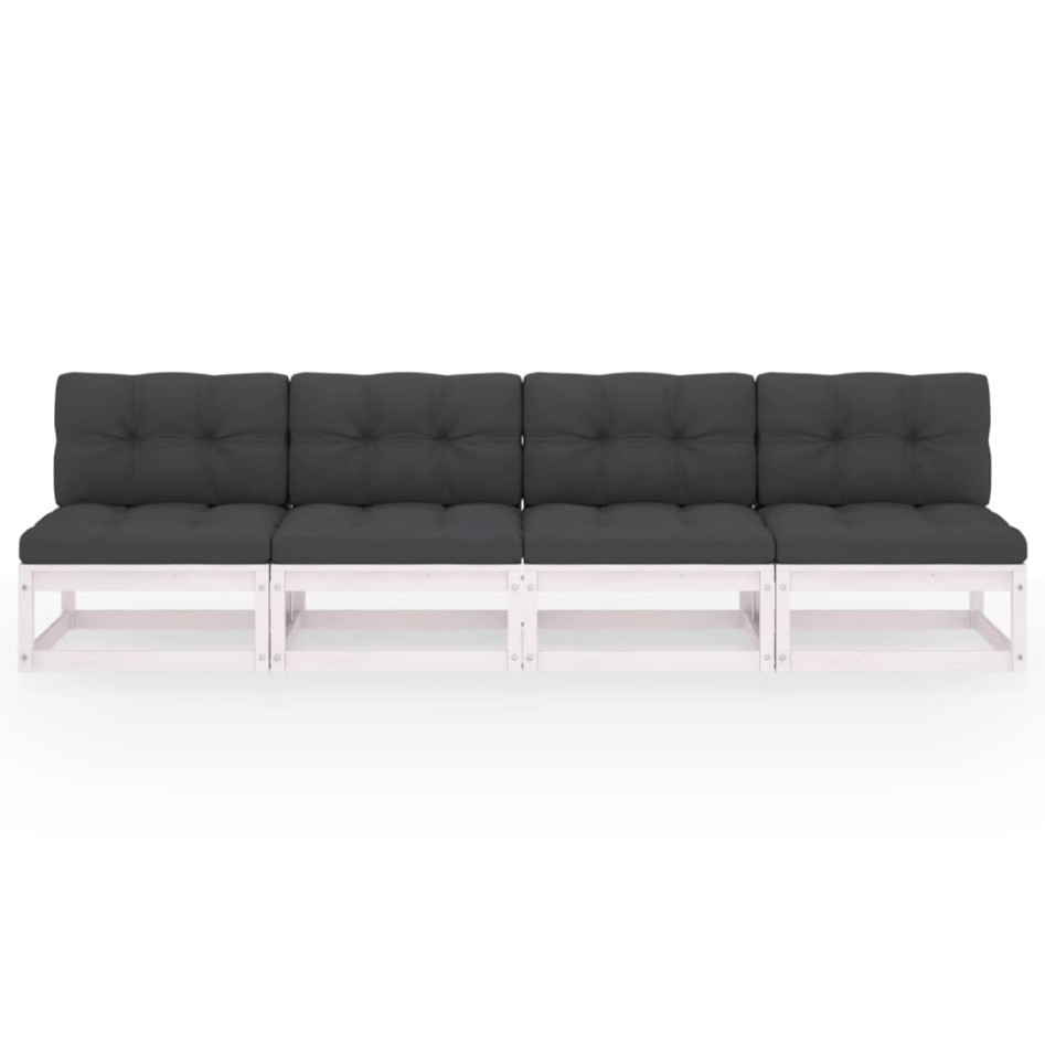 Sofá de jardín 4 plazas con cojines madera maciza de