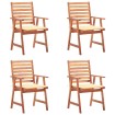 Sillas comedor de jardín y cojines 4 uds madera maciza acacia
