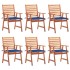 Sillas comedor de jardín y cojines 6 uds madera maciza