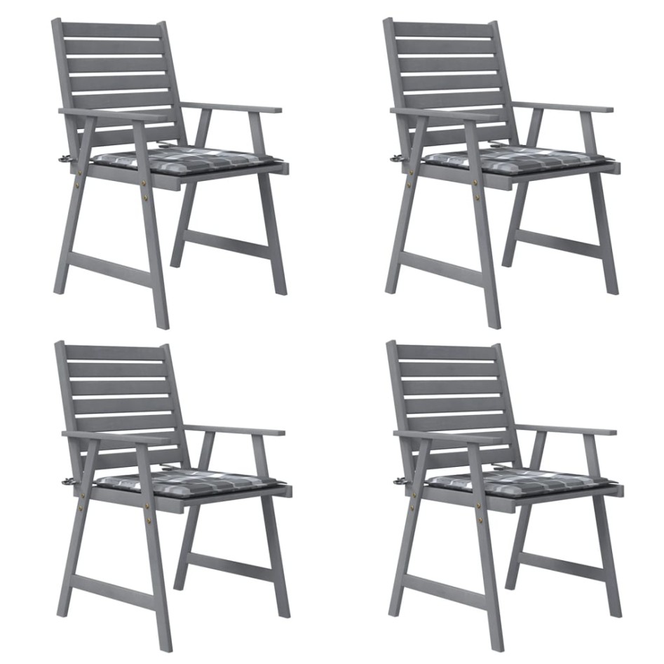 Sillas de comedor jardín con cojines 4 uds madera maciza