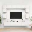 Set de muebles de salón TV 8 piezas madera de ingeniería blanco