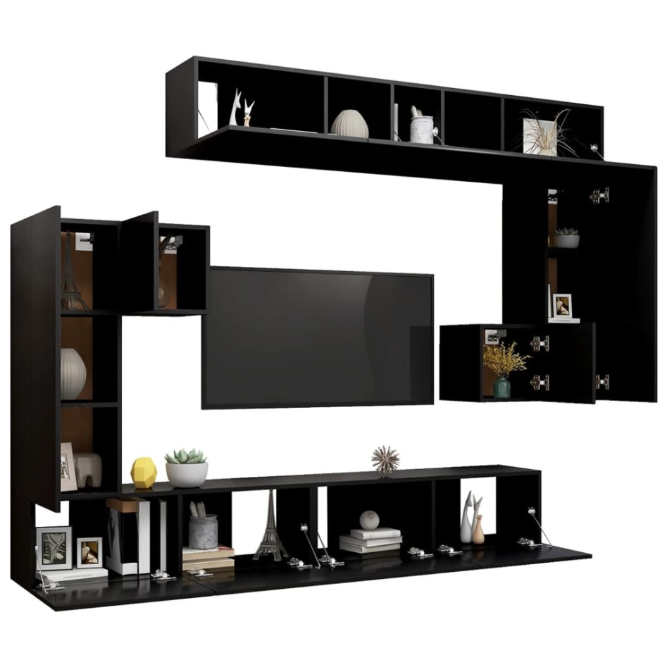Set de muebles para TV 8 piezas madera contrachapada