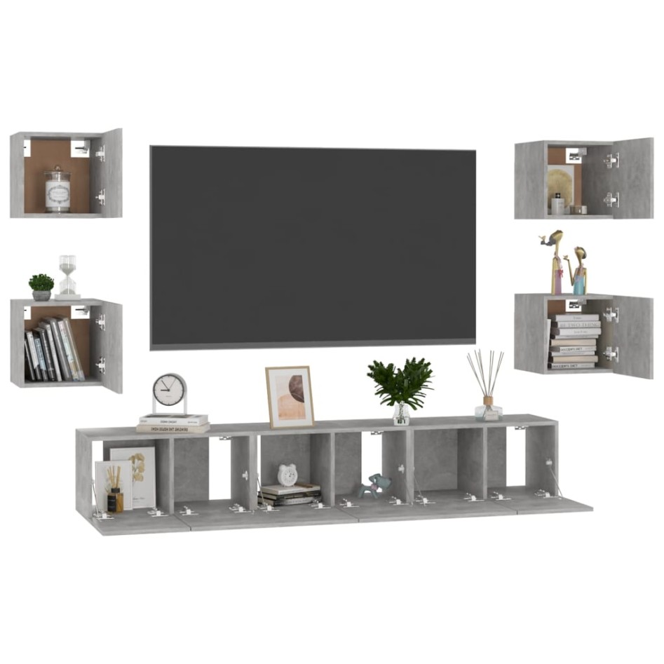 Set de muebles de salón 7 pzas madera ingeniería gris