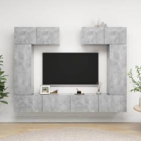 Set muebles de salón TV 6 pzas madera ingeniería gris
