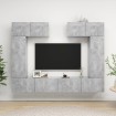 Set muebles de salón TV 6 pzas madera ingeniería gris hormigón