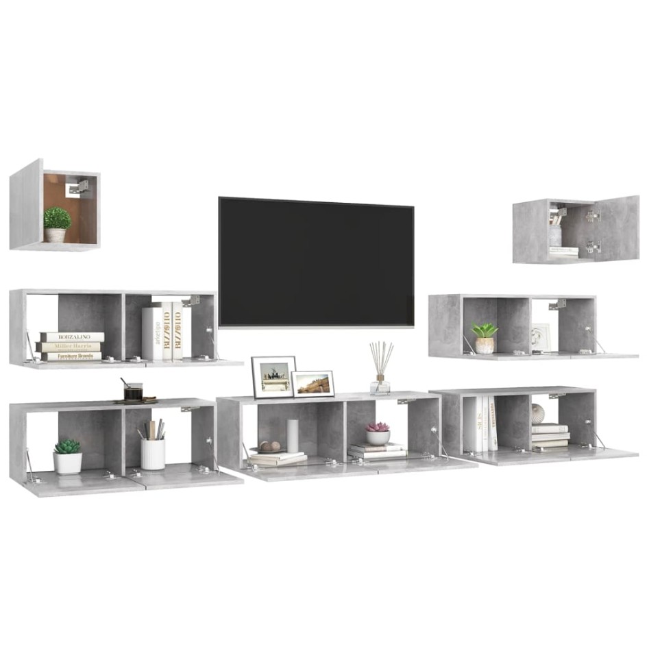 Set de muebles de salón 7 pzas madera ingeniería gris
