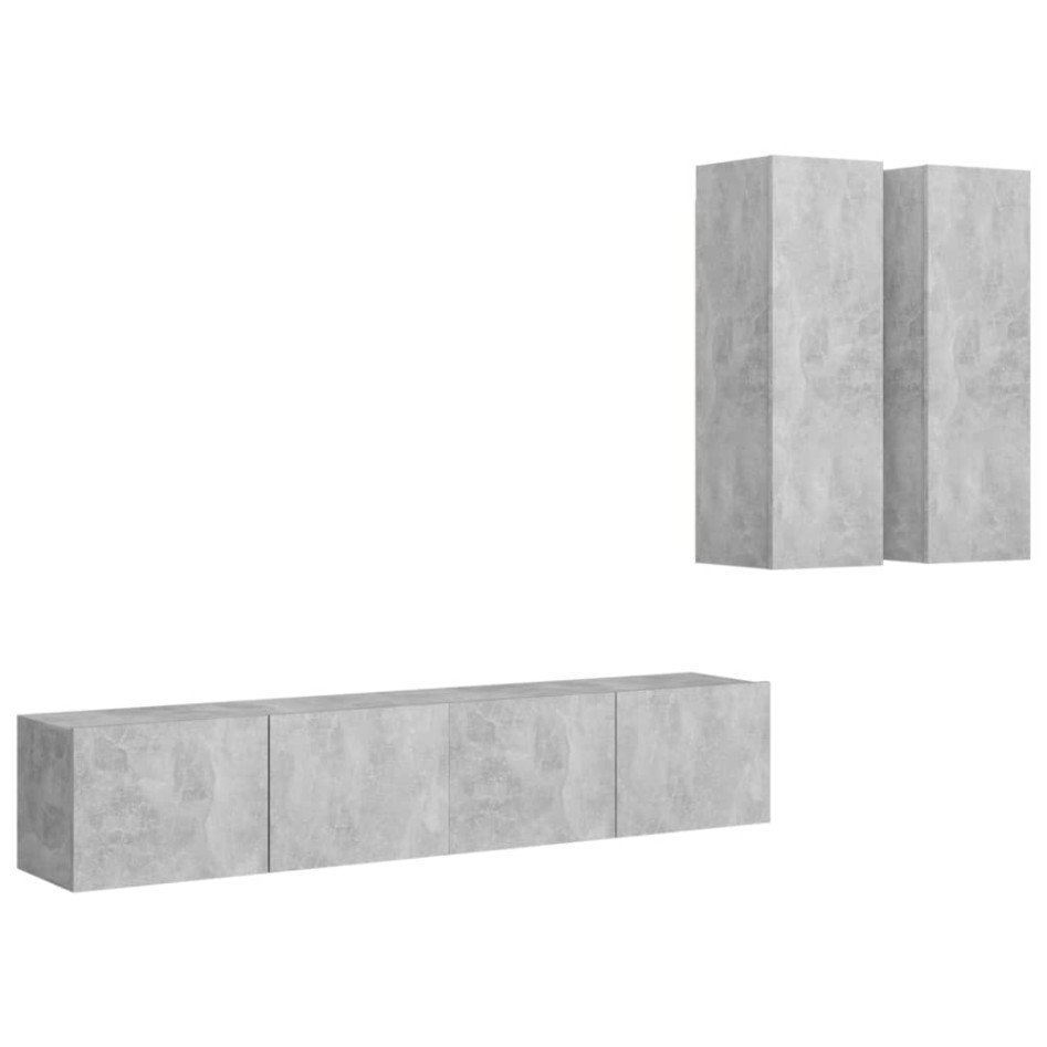 Set muebles de salón TV 4 pzas madera ingeniería gris