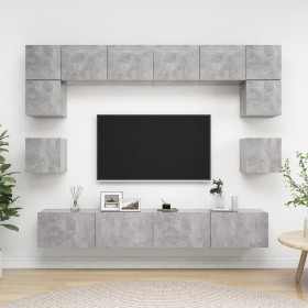 Set muebles de salón TV 8 pzas madera ingeniería gris
