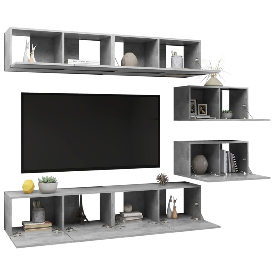 Set muebles de salón TV 6 pzas madera ingeniería gris
