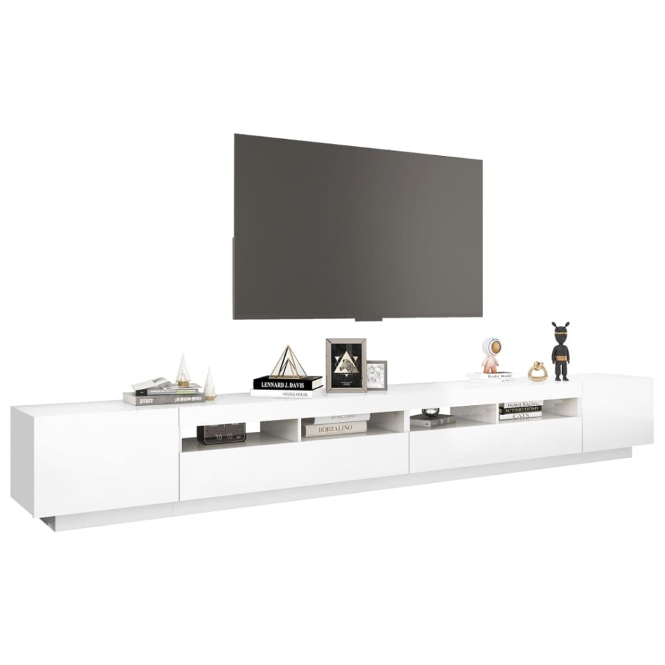 Mueble para TV con luces LED blanco brillante 300x35x40
