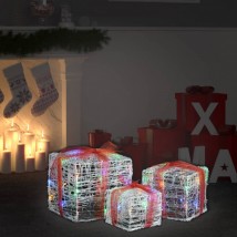 Caja decorativa de regalo Navidad acrílico 3 pzas colorido