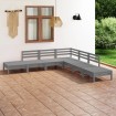 Juego de muebles de jardín 7 piezas madera maciza de pino gris