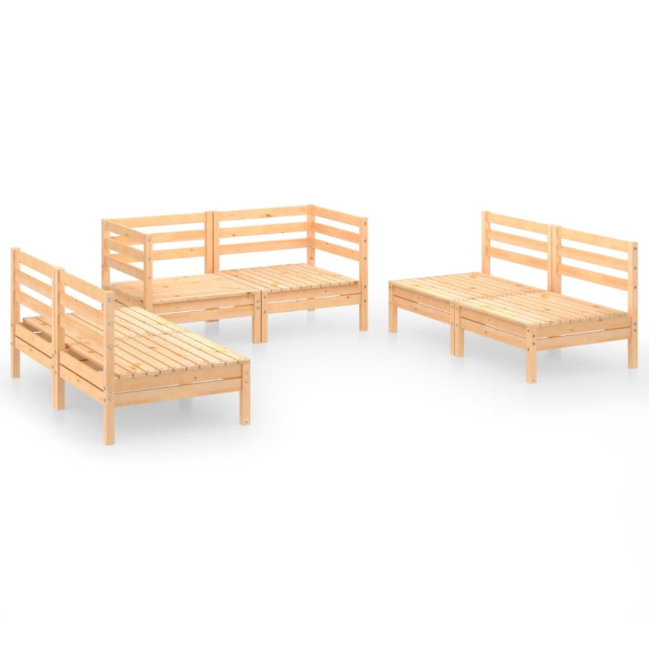 Juego de muebles de jardín 6 piezas madera maciza de