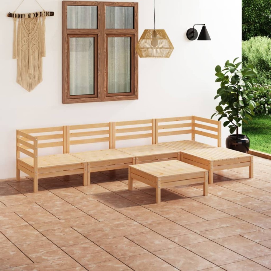 Juego de muebles de jardín 6 piezas madera pino maciza
