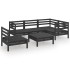 Juego de muebles de jardín 6 pzas madera de pino maciza
