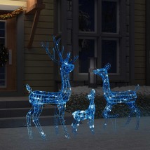 Decoración navideña renos 300 LED azul acrílico