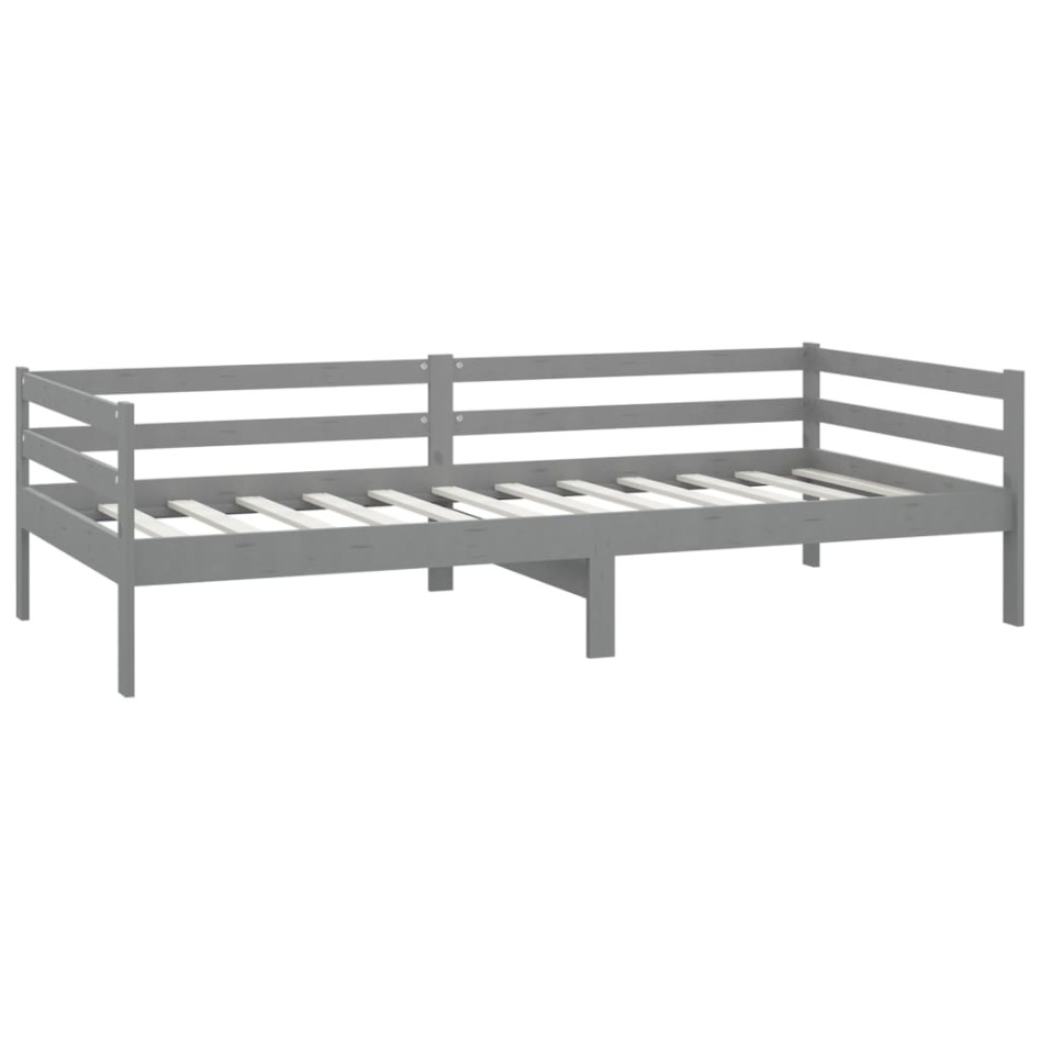 Sofá cama con colchón madera de pino maciza gris 90x200