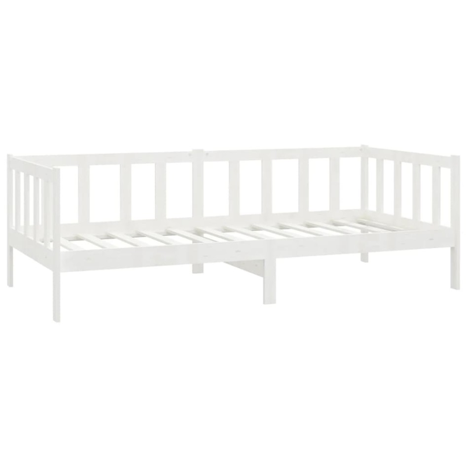 Sofá cama con colchón madera de pino maciza blanco 90x200