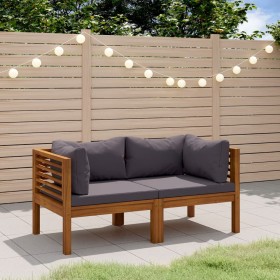 Sofá de jardín de 2 plazas con cojín madera maciza de