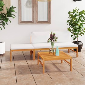 Set de muebles de jardín 4 pzas madera de teca y cojines