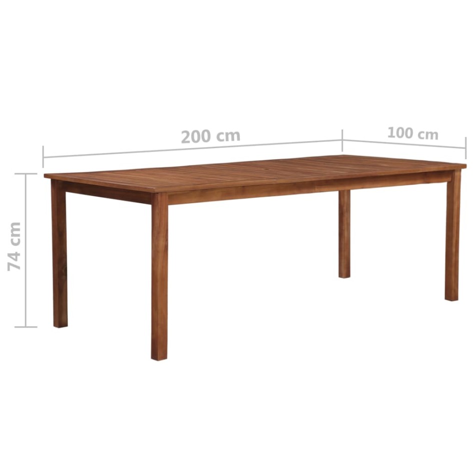 Mesa de jardín madera maciza de acacia 200x100x74