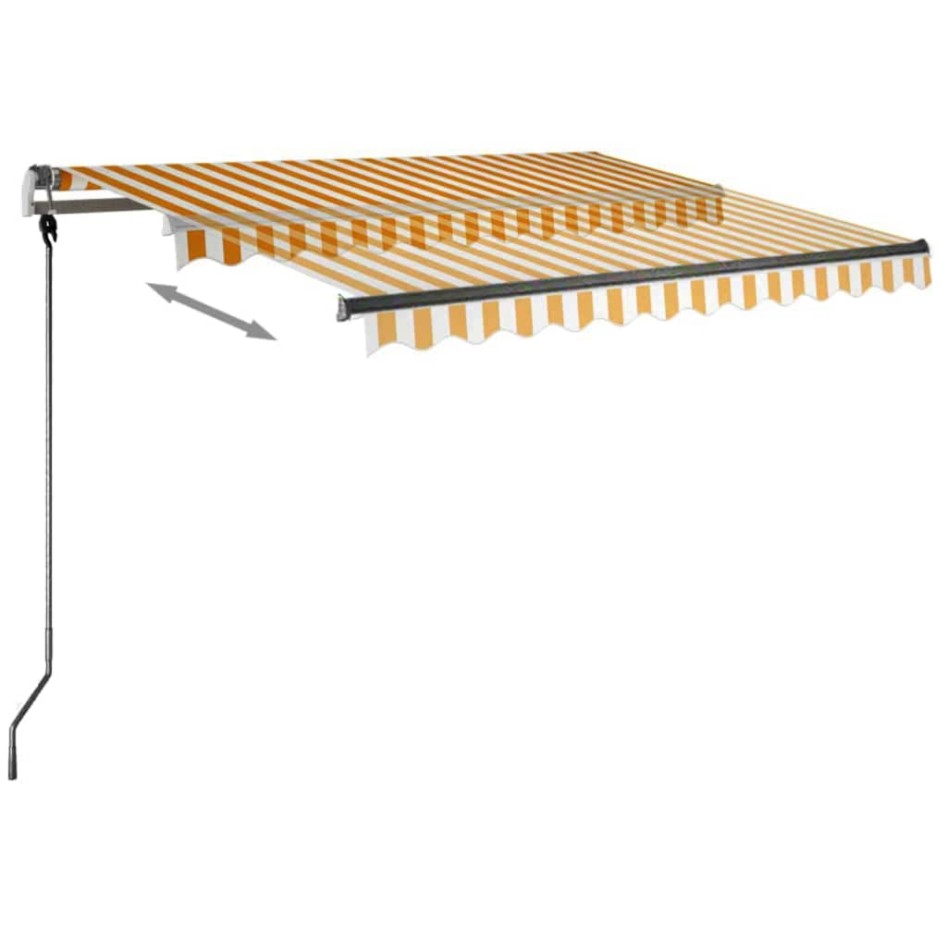Toldo de pie retráctil manual amarillo y blanco 350x250