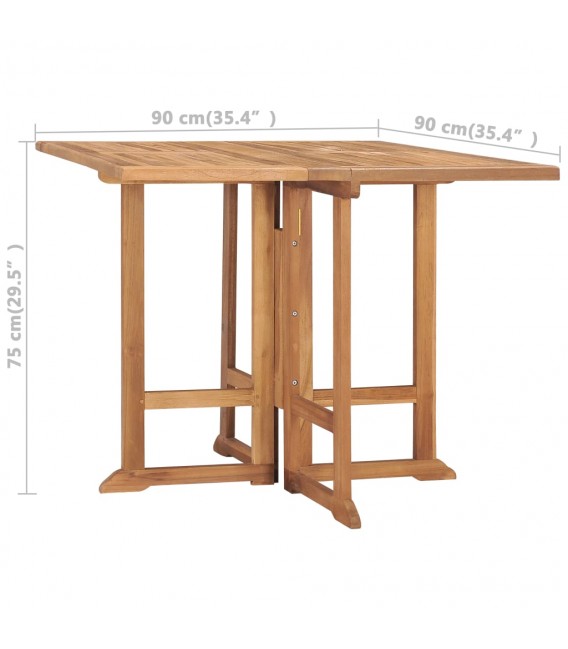 Mesa de comedor plegable para jardín madera de teca 90x90x75 cm