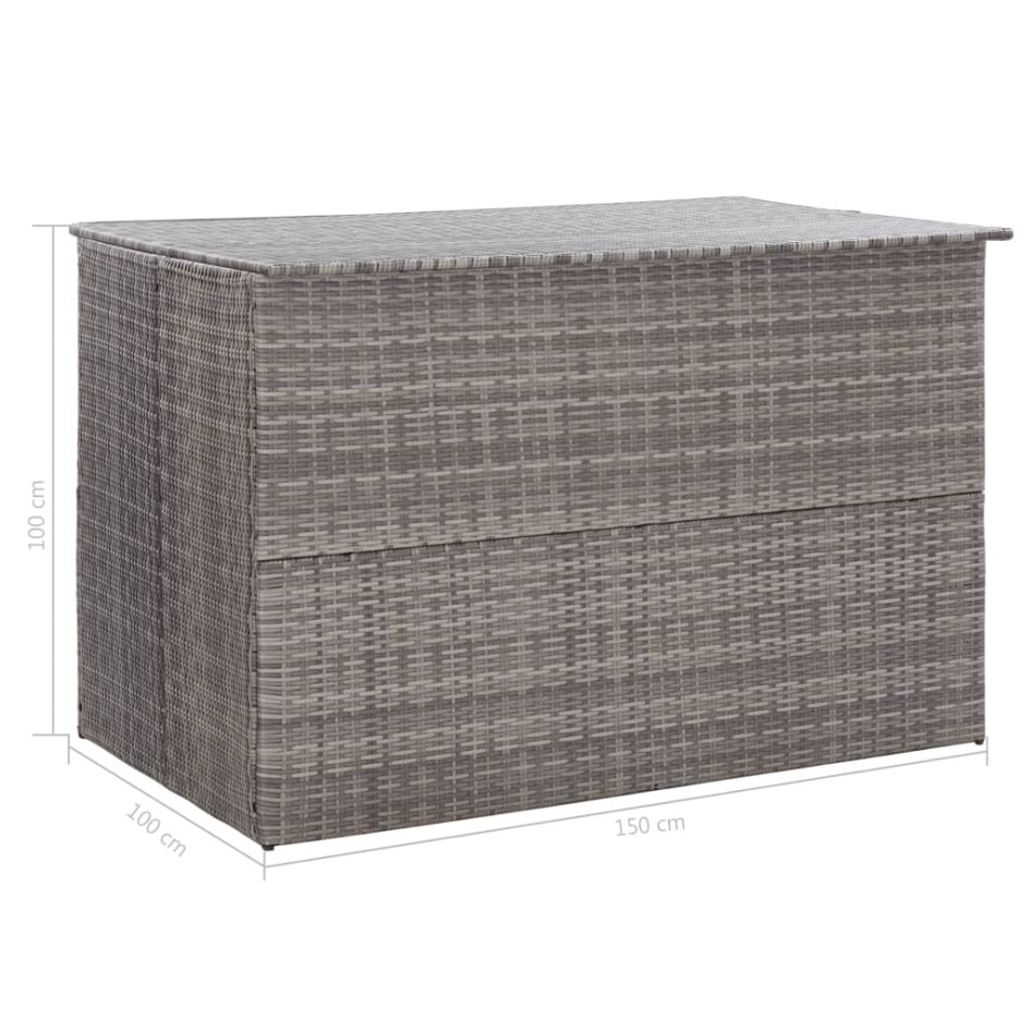 Caja de almacenaje jardín ratán sintético gris 150x100x100