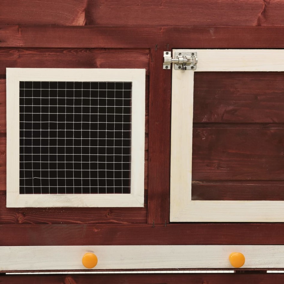 Conejera madera maciza de abeto blanco y moca 140x63x120