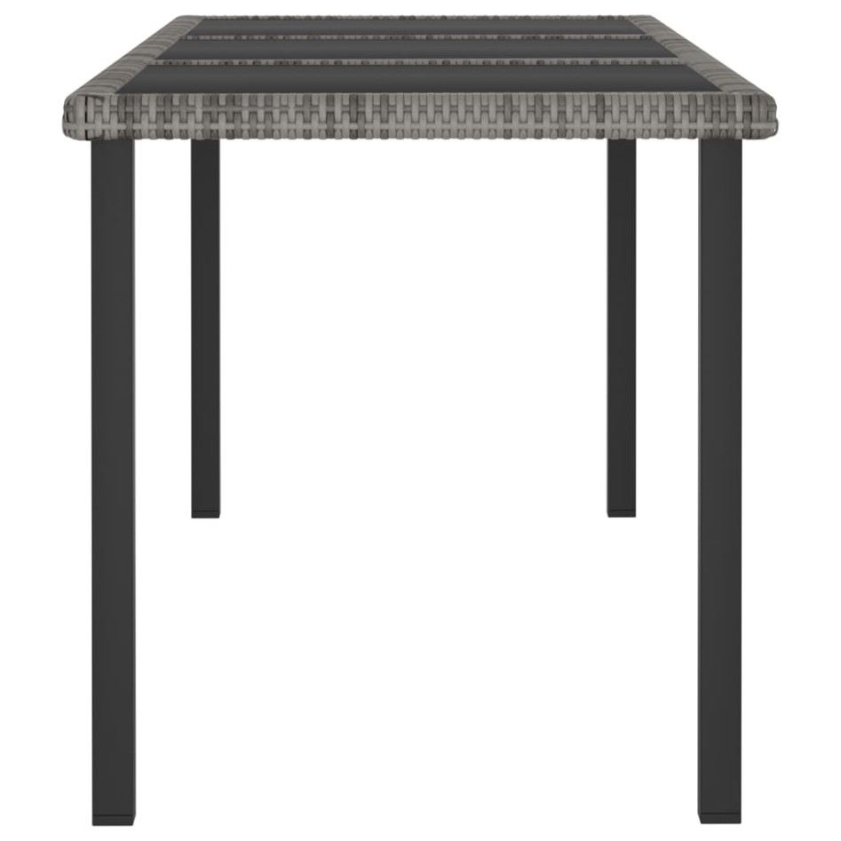 Mesa de comedor para jardín ratán sintético gris 180x70x73