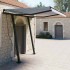Toldo manual retráctil con postes azul y blanco 3x2,5