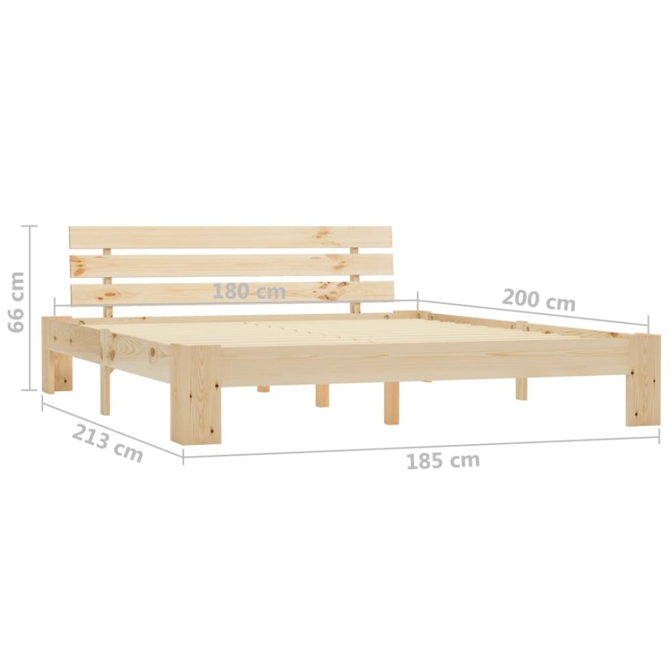 Estructura de cama de madera maciza de pino 180x200
