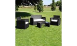 Set de muebles de jardín 4 pzas y cojines ratán sintético negro, Modelo Terso
