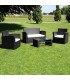 Set de muebles de jardín 4 pzas y cojines ratán sintético negro, Model Terso