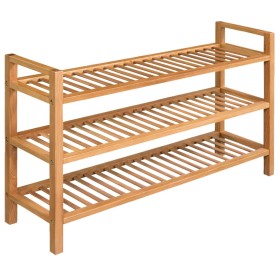 Zapatero con 3 estantes madera maciza de roble 100x27x60