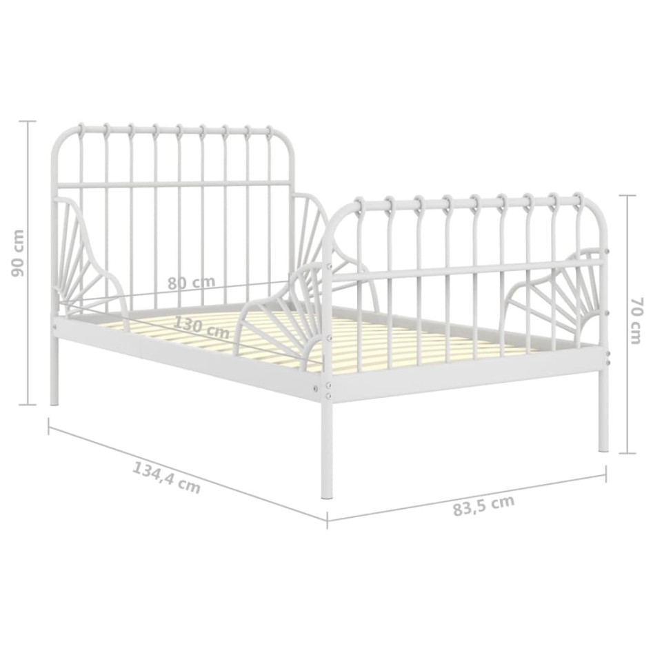 Estructura de cama extensible metal blanca 80x130/200