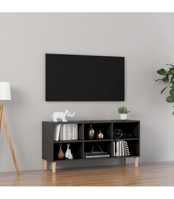 Mueble de TV patas madera maciza gris 103,5x30x50 cm