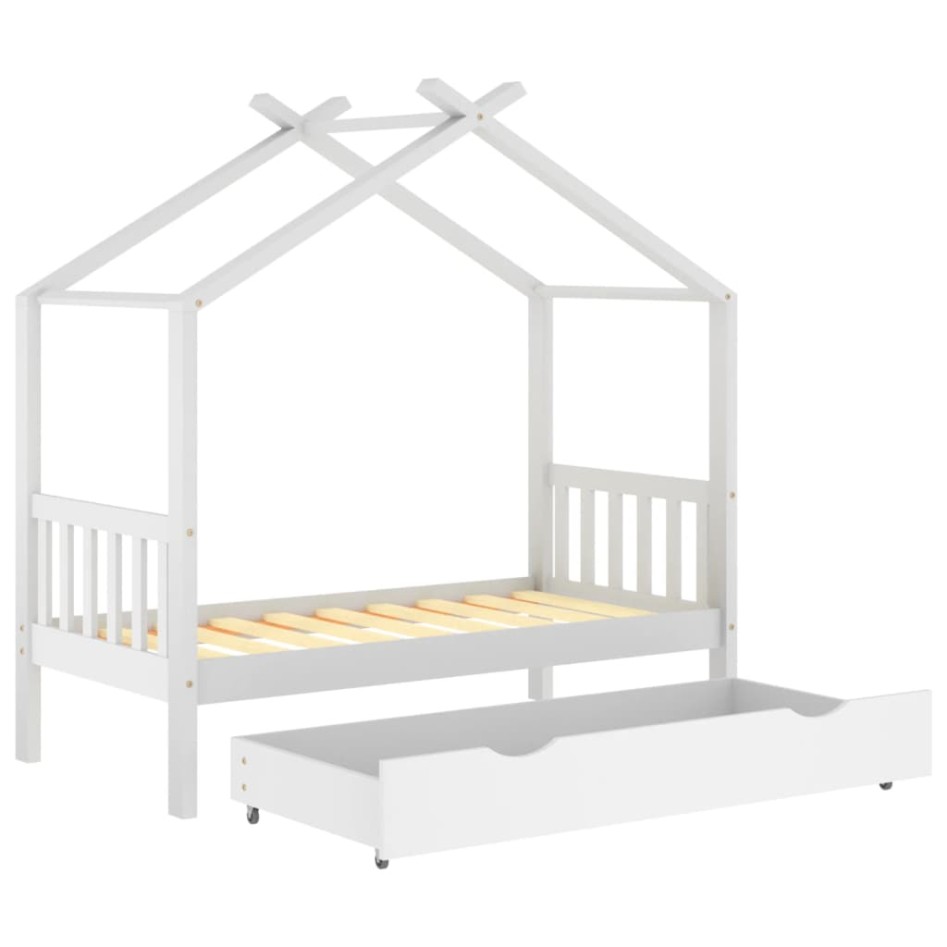 Estructura cama niños con cajón madera pino blanco 80x160