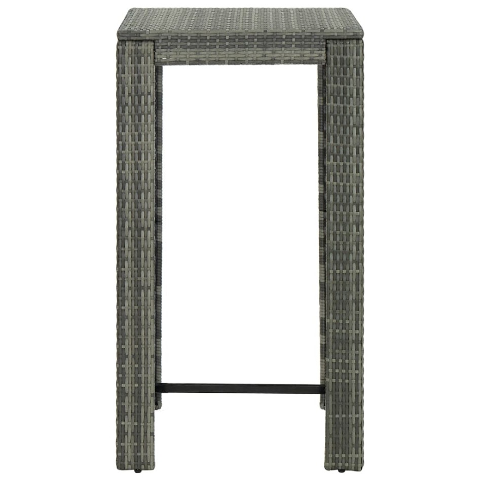 Mesa alta para jardín ratán sintético gris 60,5x60,5x110,5